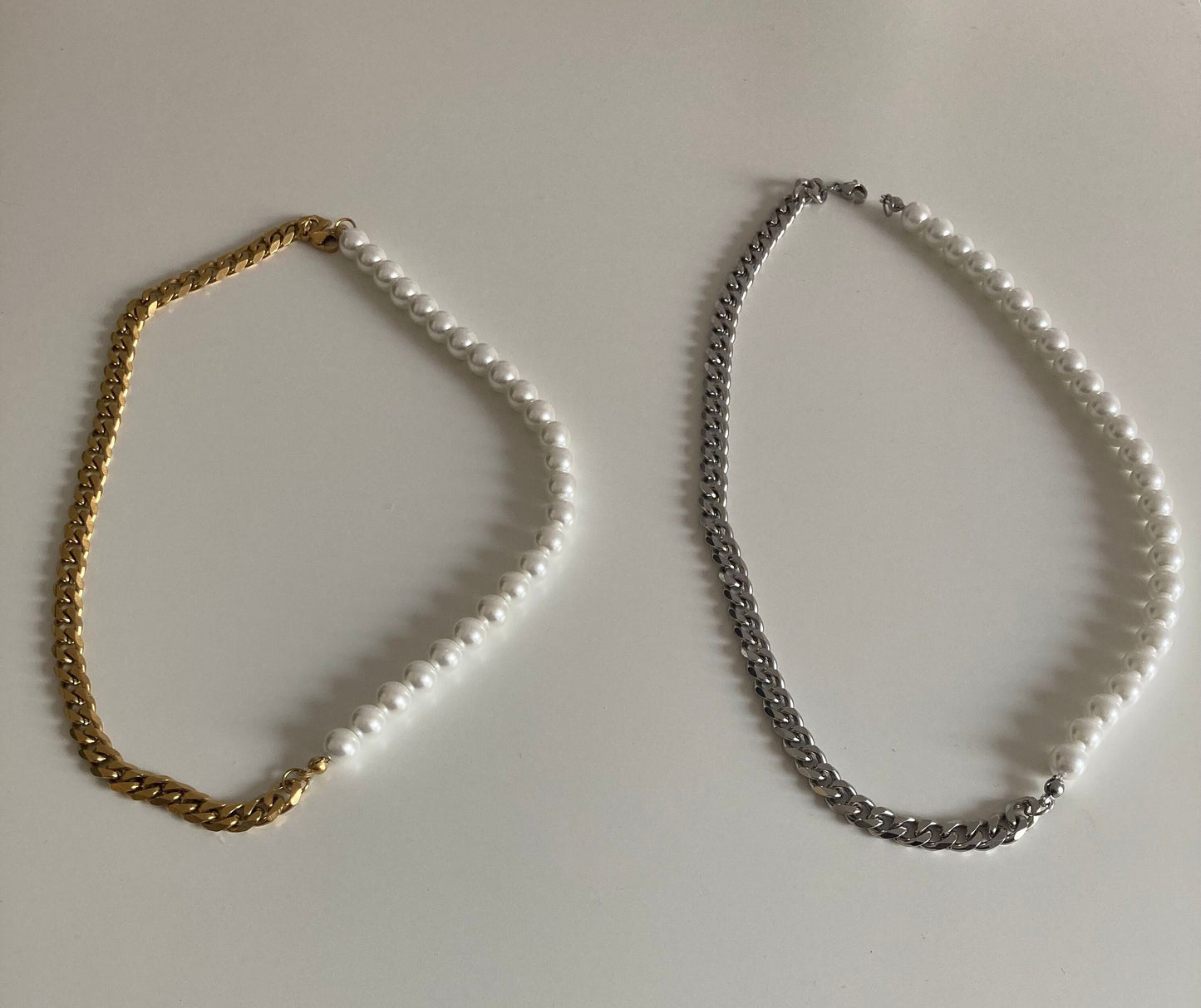 Edelstahlkette mit Perlen