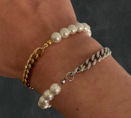 Perlenarmband mit Edelstahl